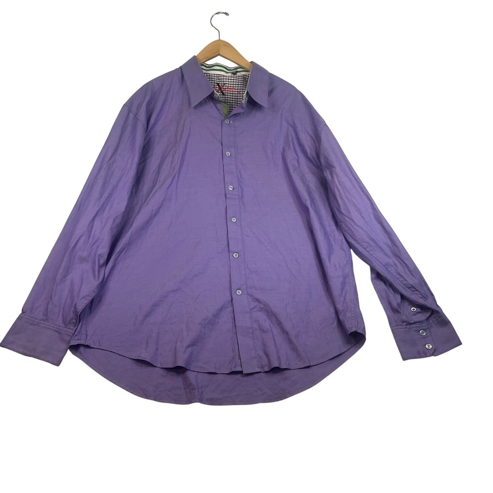 Robert Graham Mens Purple Long Sleeve Button Down Cotton Shirt XL